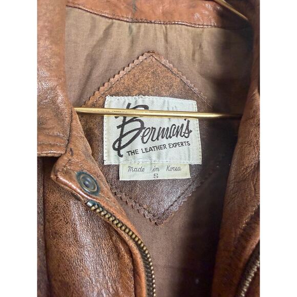 Vintage Berman’s Leather Experts Bomber Jacket Distressed Brown – Size Small - Picture 5 of 10